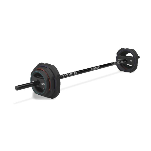 Ignite Pump X Rubber Studio Barbell Sets with Rack (Holds 30 Sets)