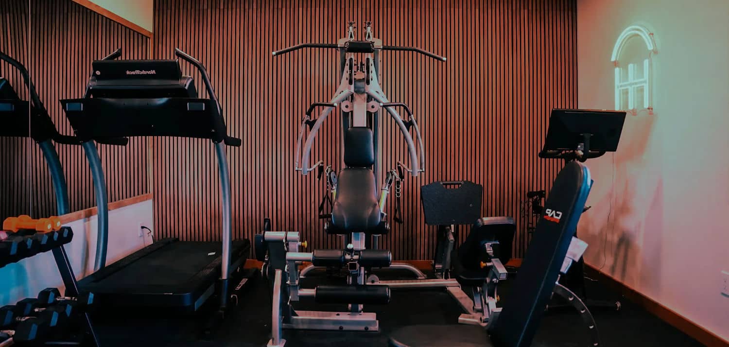 gym with acoustic wall panels